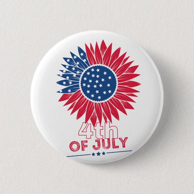 Patriotic Sunflower Fourth of July Floral Button (Front)