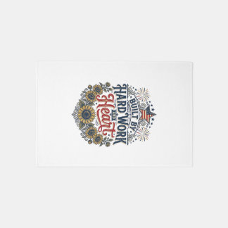 Patriotic Sunflower Hard Work Heart Rug