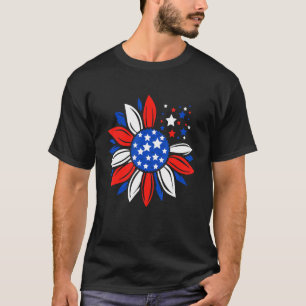Patriotic Sunflower Labor Day God Bless American F T-Shirt