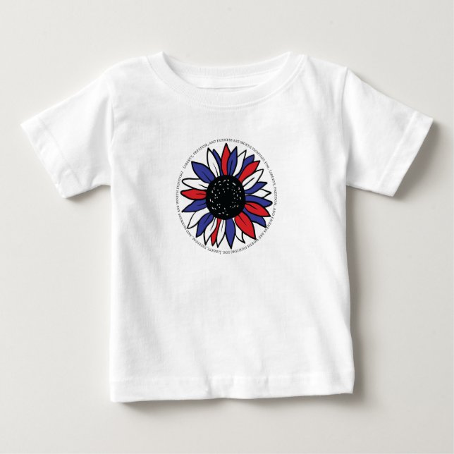 Patriotic Sunflower Liberty Freedom Fairness Baby T-Shirt (Front)