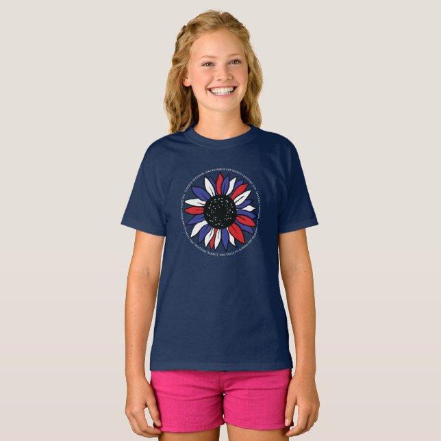 Patriotic Sunflower Liberty Freedom Fairness T-Shirt (Front Full)