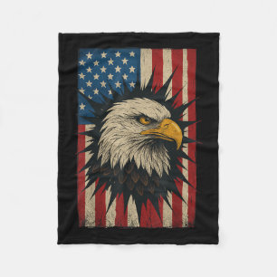 Patriotic Sunflower Usa Flag 4th Of July American Fleece Blanket