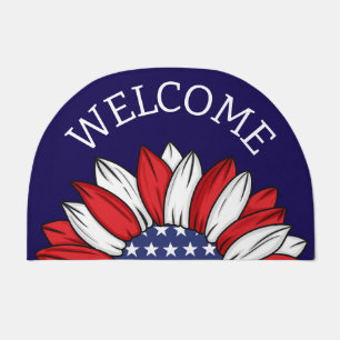 Patriotic Sunflower Welcome Doormat
