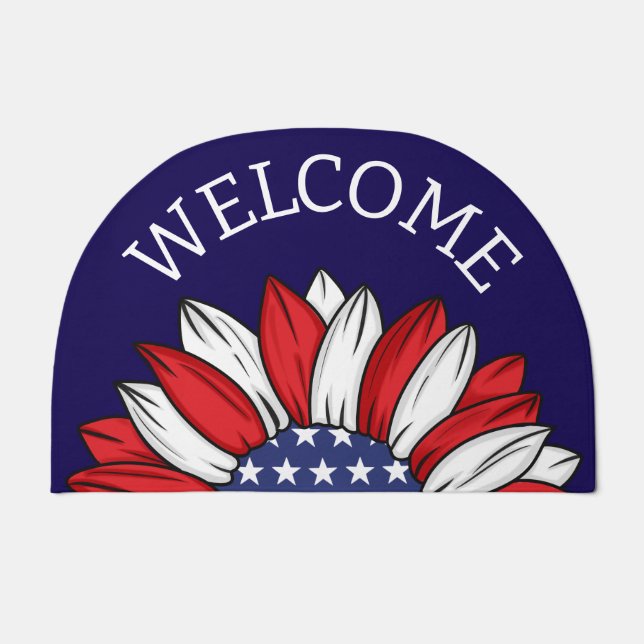 Patriotic Sunflower Welcome Doormat (Front)