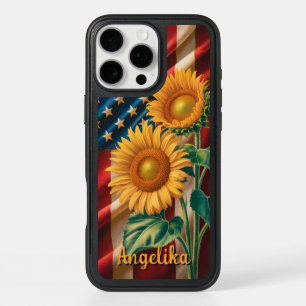 Patriotic Sunflowers and American Flag Summer USA iPhone 16 Pro Max Case