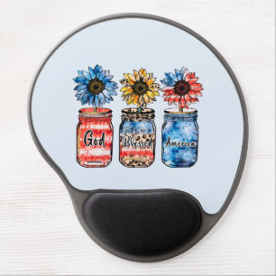 Patriotic Sunflowers in Jars God Blessed America Gel Mouse Pad