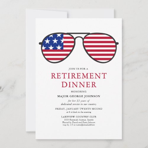 Patriotic Sunglasses Retirement Dinner Invitation