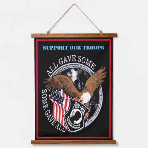 Patriotic Support Our Troops Military Memorial  Hanging Tapestry