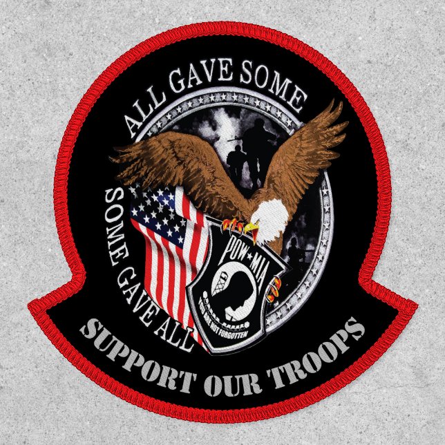 Patriotic Support Our Troops POW-MIA Military Patch (Front)