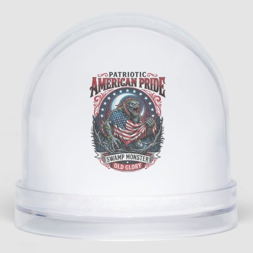 Patriotic Swamp Monster Old Glory Horror Monster P Snow Globe