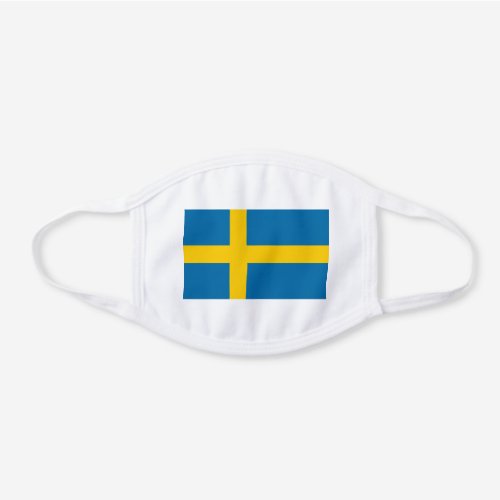 Patriotic Sweden Flag White Cotton Face Mask
