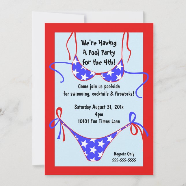 Patriotic Swim Suit Invitation (Front)