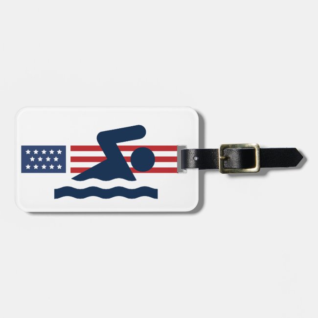 Patriotic Swimming Design Luggage Tag