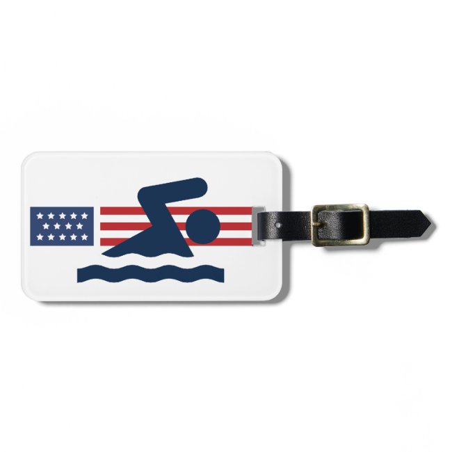 Patriotic Swimming Design Luggage Tag