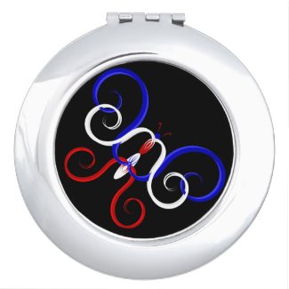 Patriotic Swirl Butterfly Compact Mirror