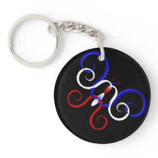 Patriotic Swirl Butterfly Keychain