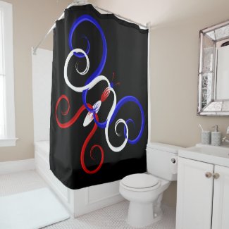 Patriotic Swirl Butterfly Shower Curtain