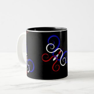 Patriotic Swirl Butterfly Two-Tone Coffee Mug