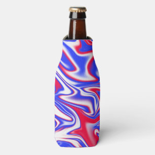 Patriotic Swirl:  Red White and Blue Marble, Bottle Cooler