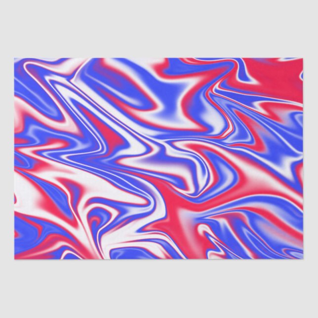Patriotic Swirl:  Red White and Blue Marble, Tissue Paper (Front)
