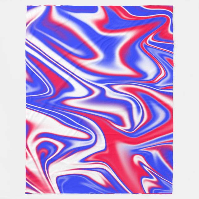 "Patriotic Swirl: The Red, White, and Blue Marble" Fleece Blanket (Front)