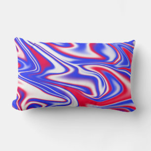 "Patriotic Swirl: The Red, White, and Blue Marble" Lumbar Pillow