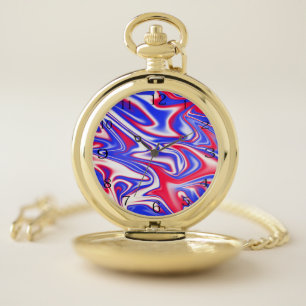 "Patriotic Swirl: The Red, White, and Blue Marble" Pocket Watch