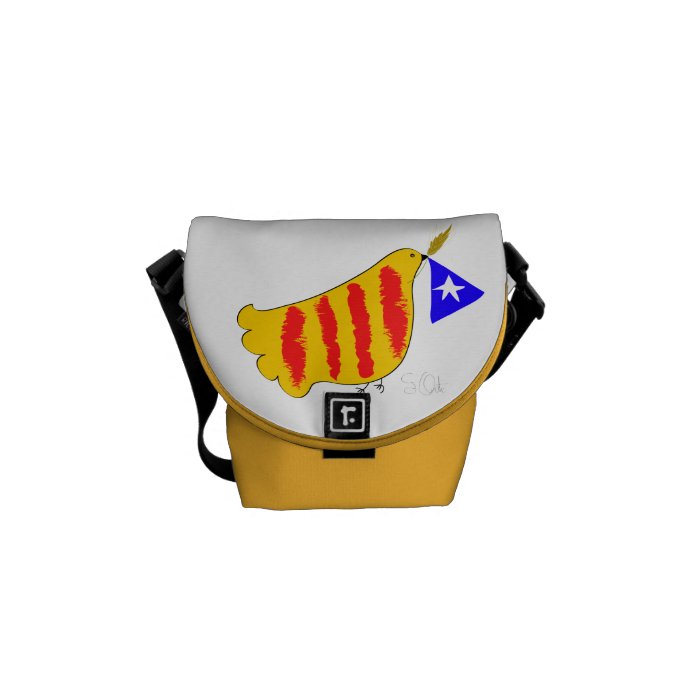 Patriotic Symbol, Catalonia freedom dove.Bag Courier Bag