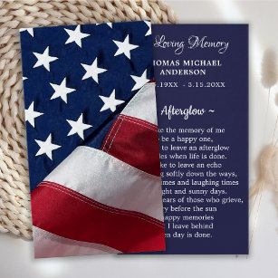Patriotic Sympathy Funeral Memorial Prayer Card