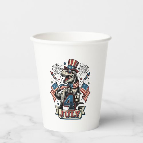 Patriotic T-Rex 4th of July Vintage Shirt Design_1 Paper Cups