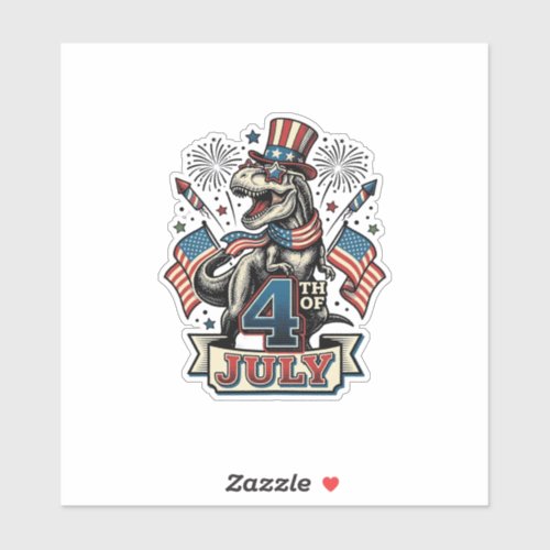 Patriotic T-Rex 4th of July Vintage Shirt Design_1 Sticker