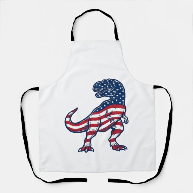 Patriotic T-Rex American Flag Dinosaur Design_1 Apron (Front)