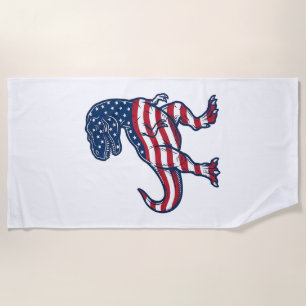 Patriotic T-Rex American Flag Dinosaur Design_1 Beach Towel
