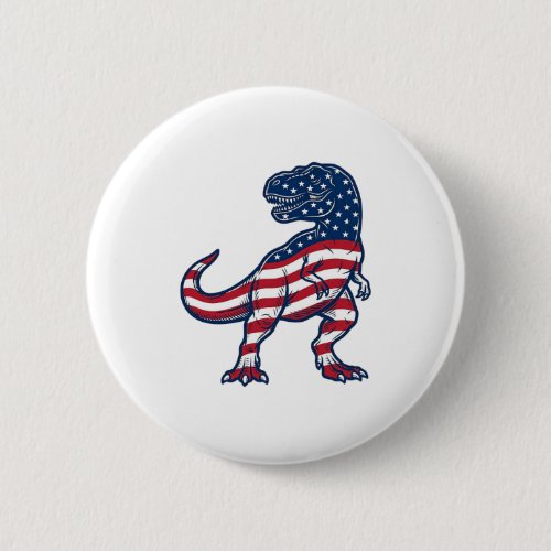 Patriotic T-Rex American Flag Dinosaur Design_1 Button