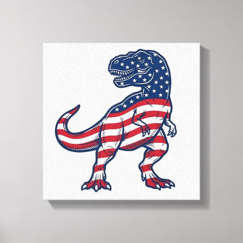 Patriotic T-Rex American Flag Dinosaur Design_1 Canvas Print