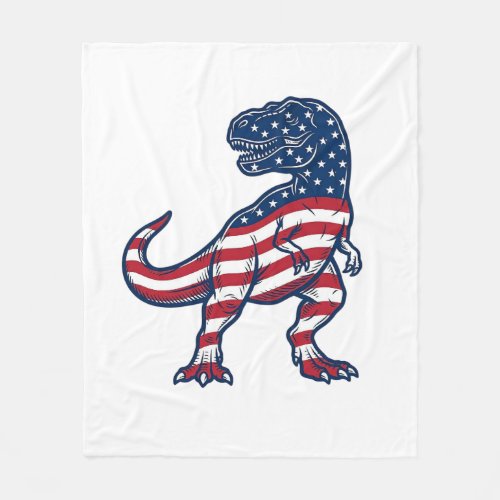 Patriotic T-Rex American Flag Dinosaur Design_1 Fleece Blanket