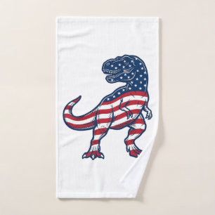 Patriotic T-Rex American Flag Dinosaur Design_1 Hand Towel