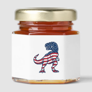Patriotic T-Rex American Flag Dinosaur Design_1 Honey Jar Favors