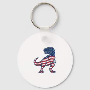 Patriotic T-Rex American Flag Dinosaur Design_1 Keychain