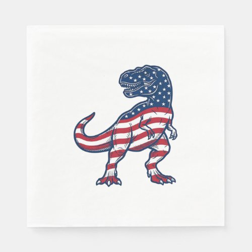 Patriotic T-Rex American Flag Dinosaur Design_1 Napkins
