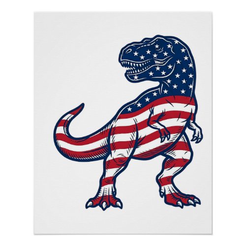 Patriotic T-Rex American Flag Dinosaur Design_1 Poster