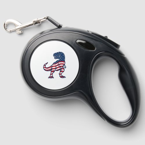 Patriotic T-Rex American Flag Dinosaur Design_1 Retractable Pet Leash