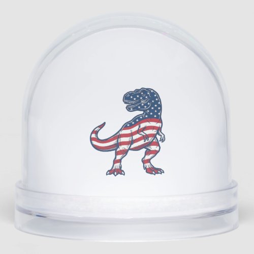 Patriotic T-Rex American Flag Dinosaur Design_1 Snow Globe