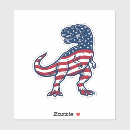 Patriotic T-Rex American Flag Dinosaur Design_1 Sticker