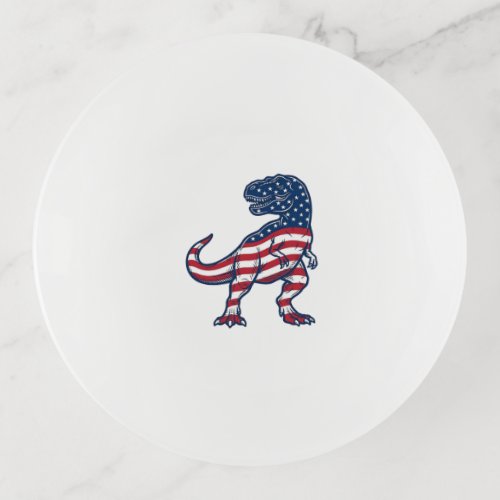 Patriotic T-Rex American Flag Dinosaur Design_1 Trinket Tray
