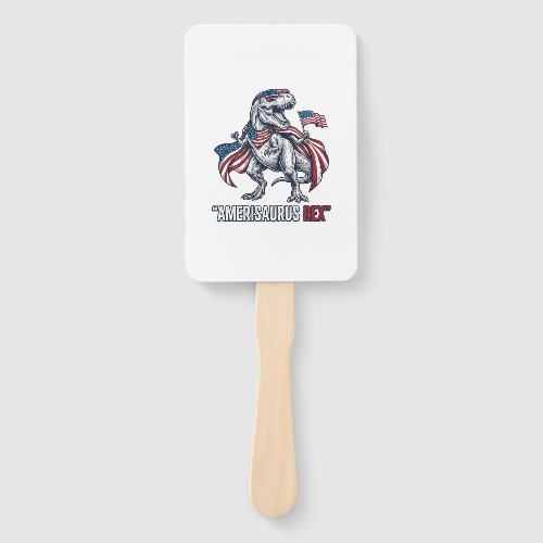 Patriotic T-Rex Amerisaurus Rex White Shirt Design Hand Fan