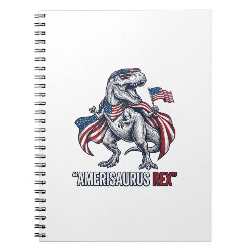 Patriotic T-Rex Amerisaurus Rex White Shirt Design Notebook