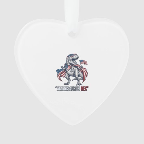Patriotic T-Rex Amerisaurus Rex White Shirt Design Ornament