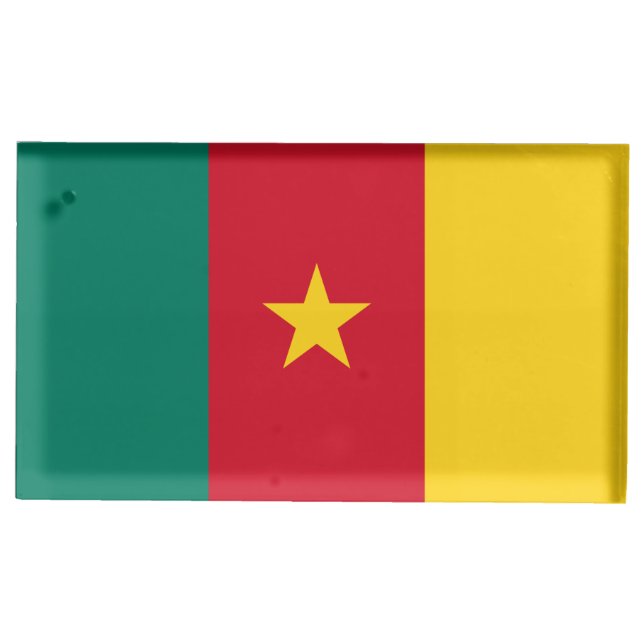 Patriotic tabel card holder with Flag of Cameroon (Front)