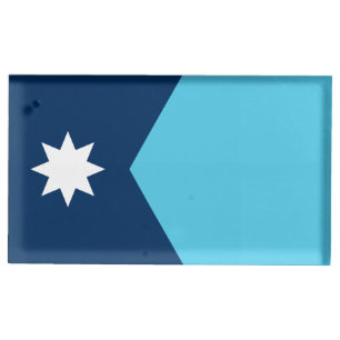 Patriotic tabel card holder with Flag of Minnesota